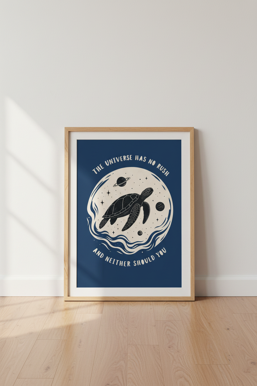 Celestial Turtle Wall Art Print | Cosmic Space Decor | Aesthetic Mental Health Poster