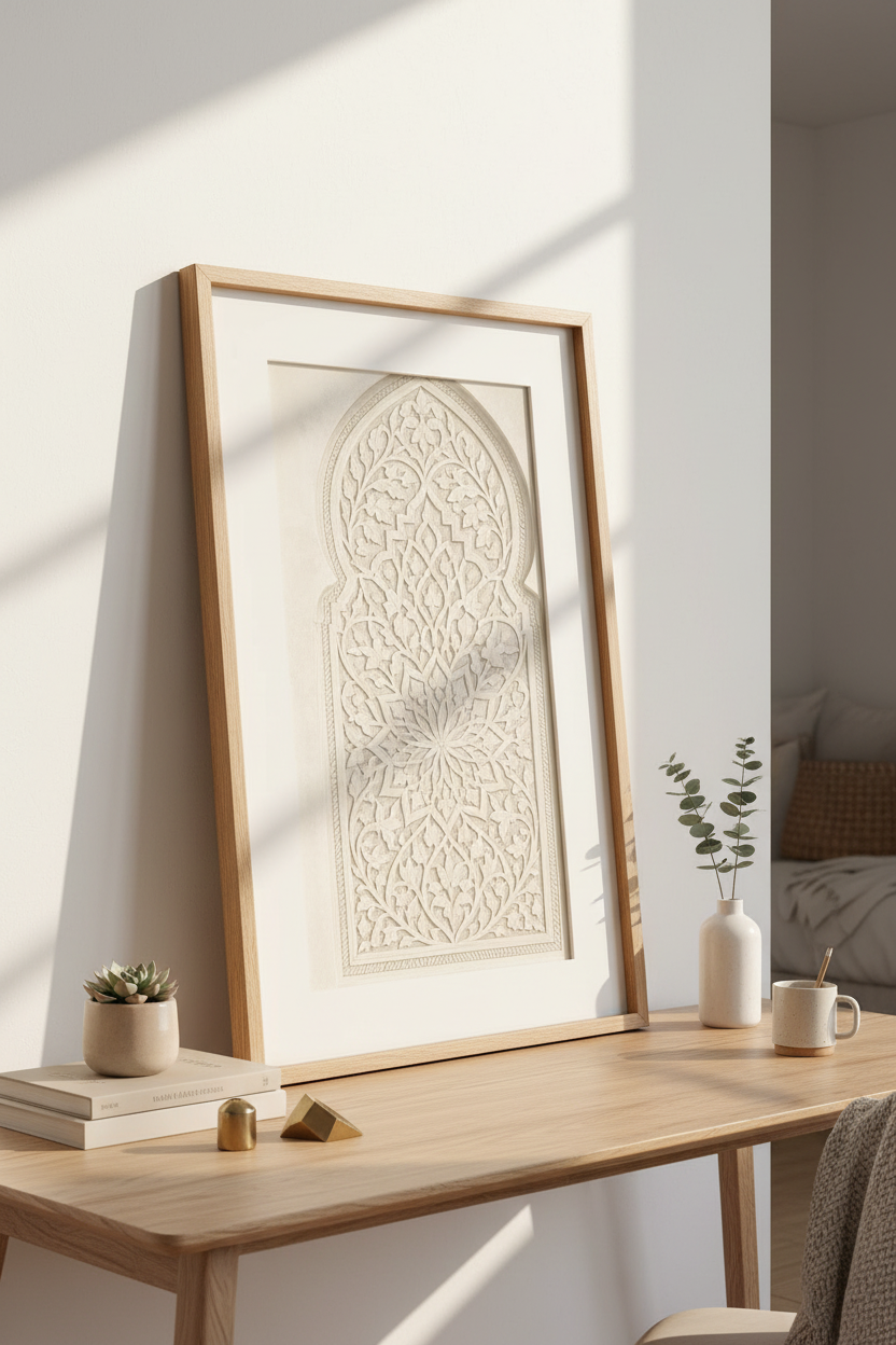 Arabesque wall art | Beige tones, Living room decor