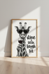 Wine Giraffe | Funny Black & White Animal Poster, Kitchen & Bar Wall Art