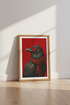 Raven Art Print | Gothic Dark Academia Crow Poster | Red and Black Wall Decor