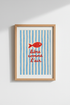 Nautical wall art | Blue stripe, red fish poster for living room
