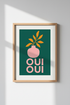 French Botanical Wall Art Print | Pink Floral Oui Oui Poster | Modern Kitchen Decor