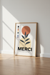 Merci Beaucoup French Boho Wall Art | Earthy Botanical Poster | Modern Minimalist Decor