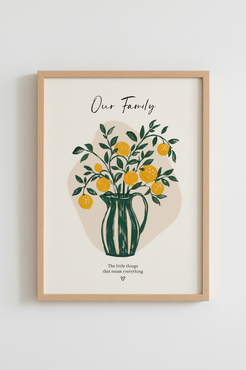 Citrus Fruit Wall Art Print | Oranges Family Quote, Kitchen &amp; Dining Room Decor