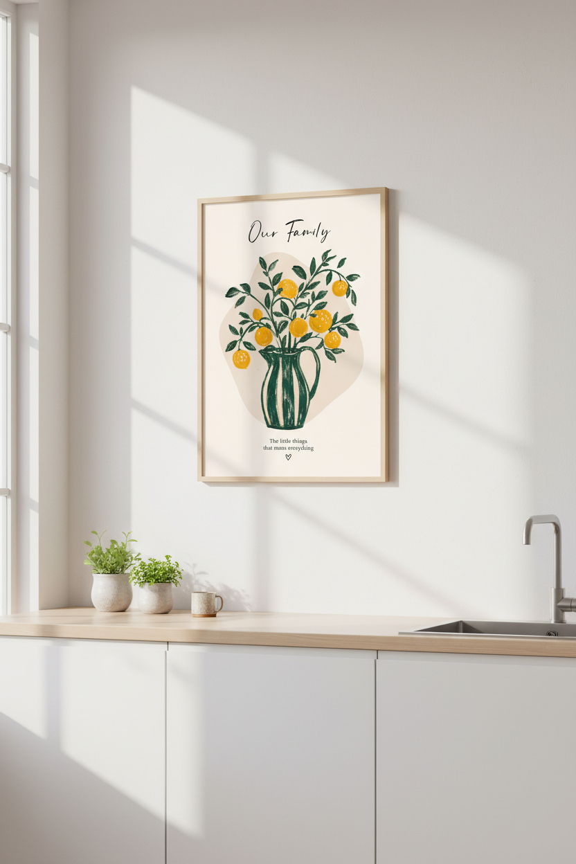 Citrus Fruit Wall Art Print | Oranges Family Quote, Kitchen &amp; Dining Room Decor