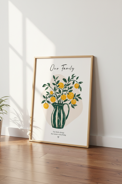 Citrus Fruit Wall Art Print | Oranges Family Quote, Kitchen &amp; Dining Room Decor