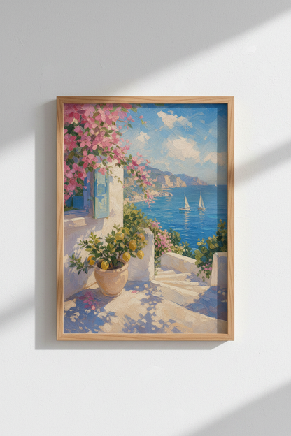 Coastal Italy Wall Art Print | Amalfi Coast Decor | Mediterranean Summer Poster