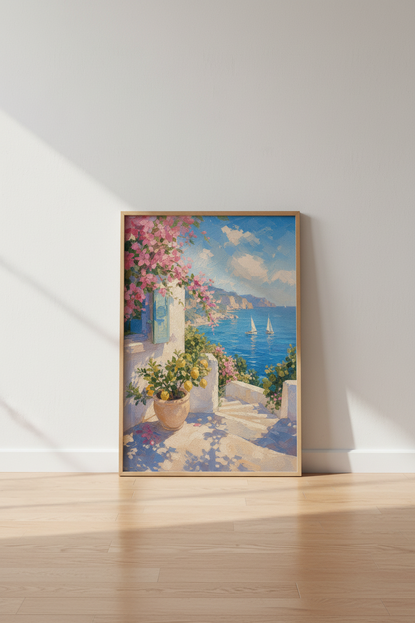 Coastal Italy Wall Art Print | Amalfi Coast Decor | Mediterranean Summer Poster