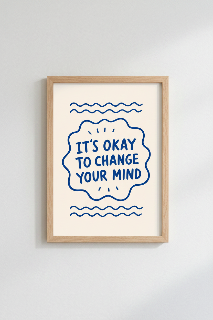 Aesthetic Quote Wall Art Print | Blue Minimalist Poster Decor | Modern Abstract Print