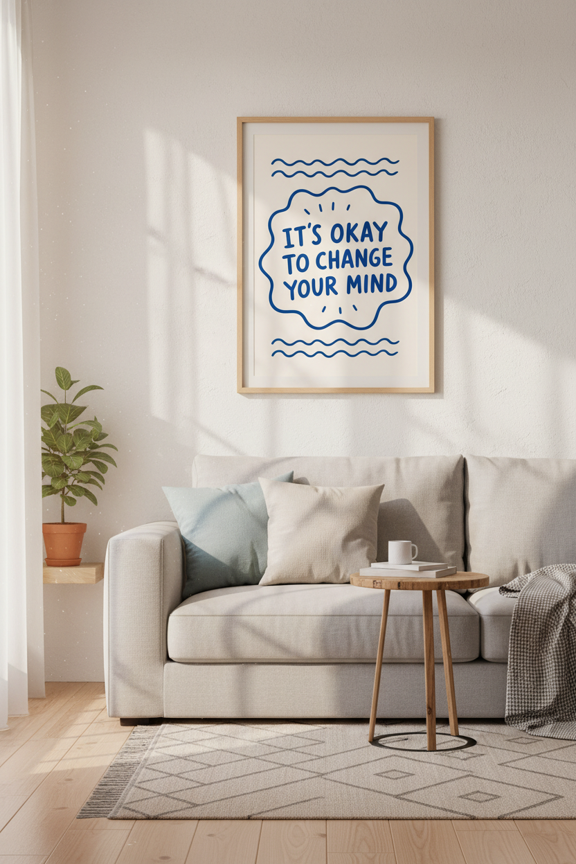 Aesthetic Quote Wall Art Print | Blue Minimalist Poster Decor | Modern Abstract Print