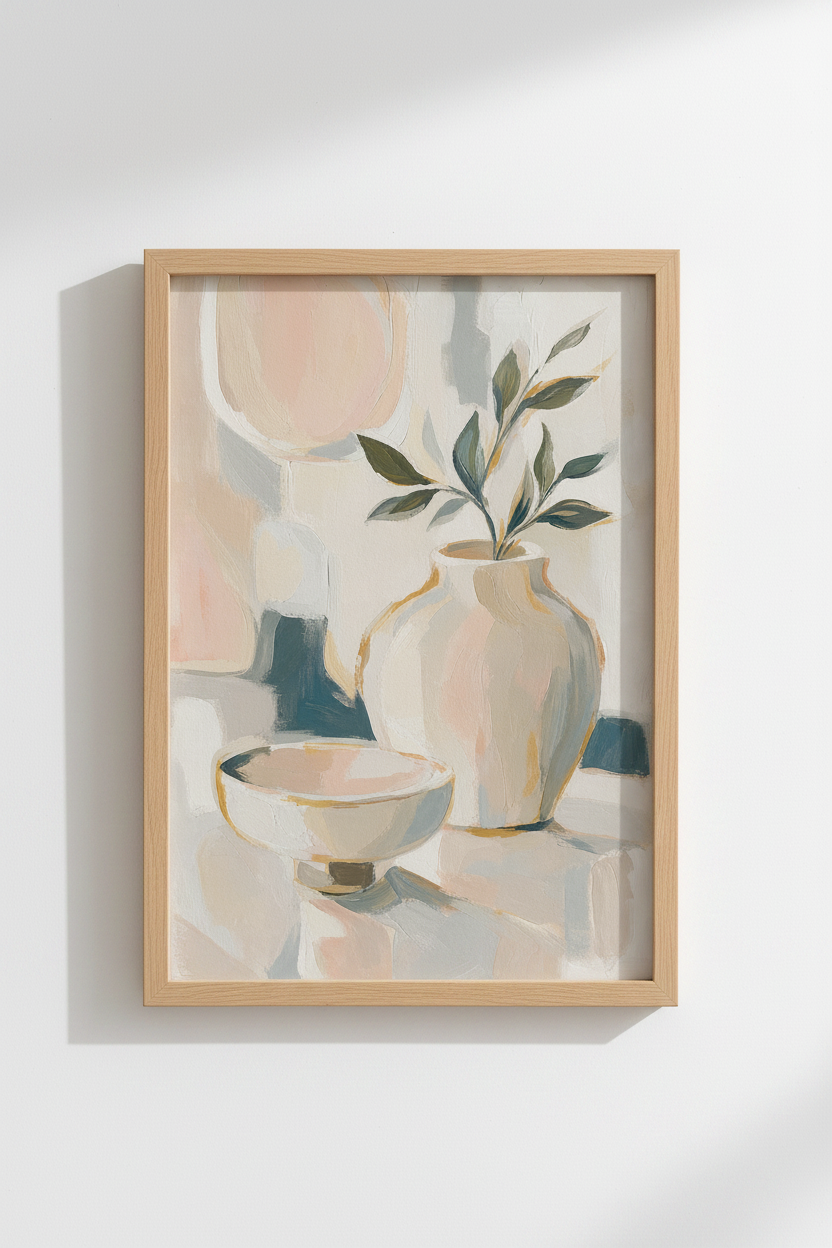 Neutral Abstract Art Print | Modern Still Life Vase Poster | Minimalist Boho Wall Decor