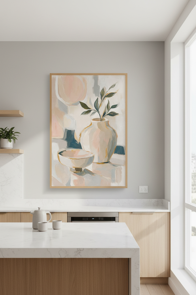 Neutral Abstract Art Print | Modern Still Life Vase Poster | Minimalist Boho Wall Decor