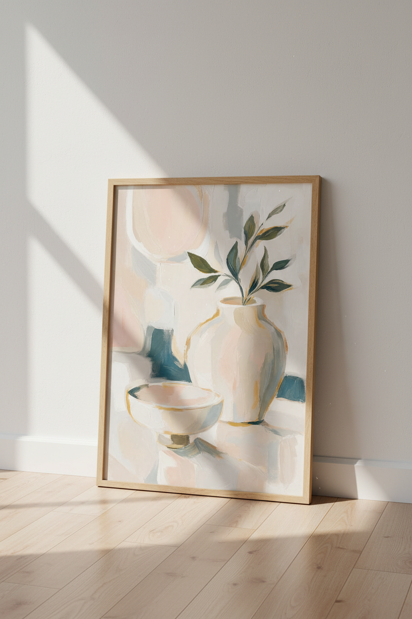 Neutral Abstract Art Print | Modern Still Life Vase Poster | Minimalist Boho Wall Decor