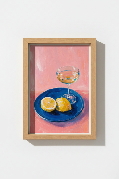 Aperol Spritz Art Print | Colorful Cocktail Kitchen Decor | Pink Aesthetic Poster