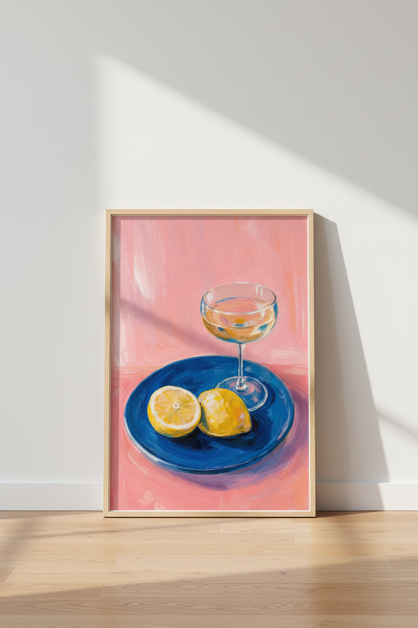 Aperol Spritz Art Print | Colorful Cocktail Kitchen Decor | Pink Aesthetic Poster