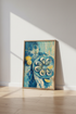 Oysters & White Wine Wall Art | Blue Coastal Kitchen Decor | Impressionist Foodie Poster