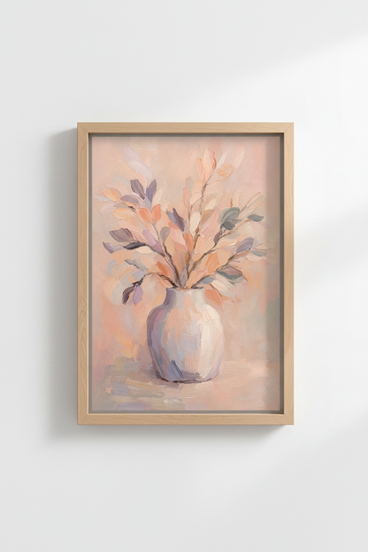 Blush Floral Oil Painting | Impressionist Flower Wall Art, Soft Pastel Home Decor