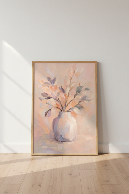 Blush Floral Oil Painting | Impressionist Flower Wall Art, Soft Pastel Home Decor