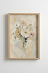 Neutral Floral Wall Art | Abstract Flower Oil Painting, Muted Pink Cream Decor