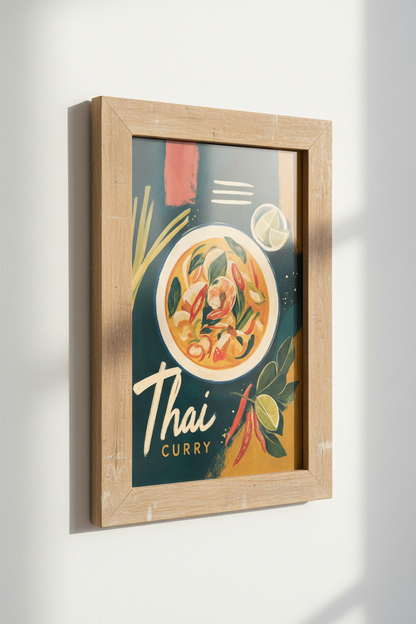 Thai Curry Food Wall Art | Colorful Kitchen Decor | Modern Painterly Poster