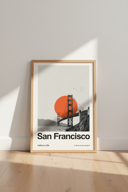 San Francisco Wall Art | Golden Gate Minimalist Poster, California Travel Decor