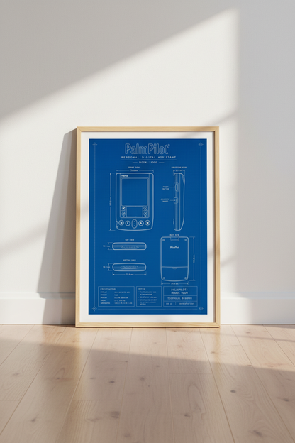 PalmPilot Blueprint Wall Art | Tech Technical Drawing, Office Decor