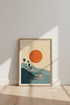 California Sunset Wall Art | Minimalist Coastal Palm Tree Print | Retro Boho Poster