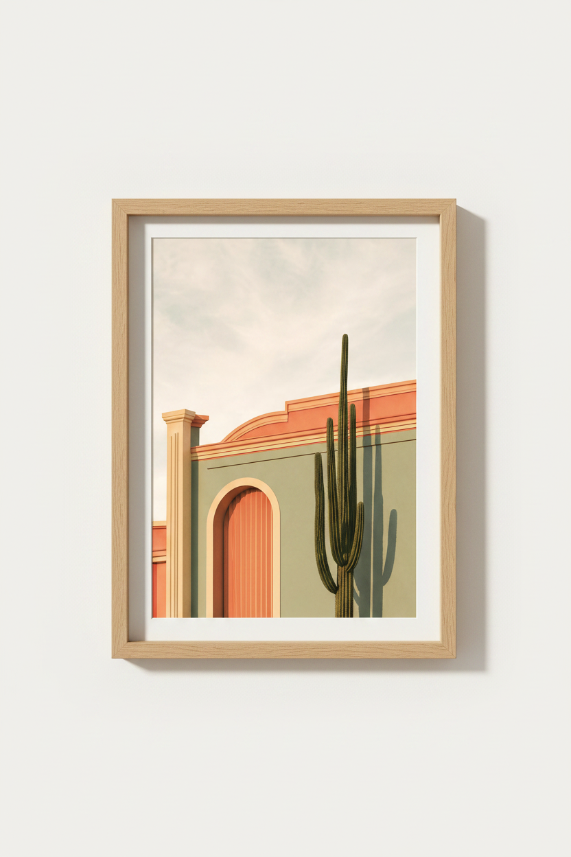 Desert Cactus Art | Southwestern Pastels, Living Room Decor