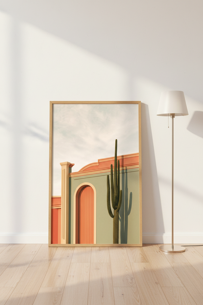 Desert Cactus Art | Southwestern Pastels, Living Room Decor