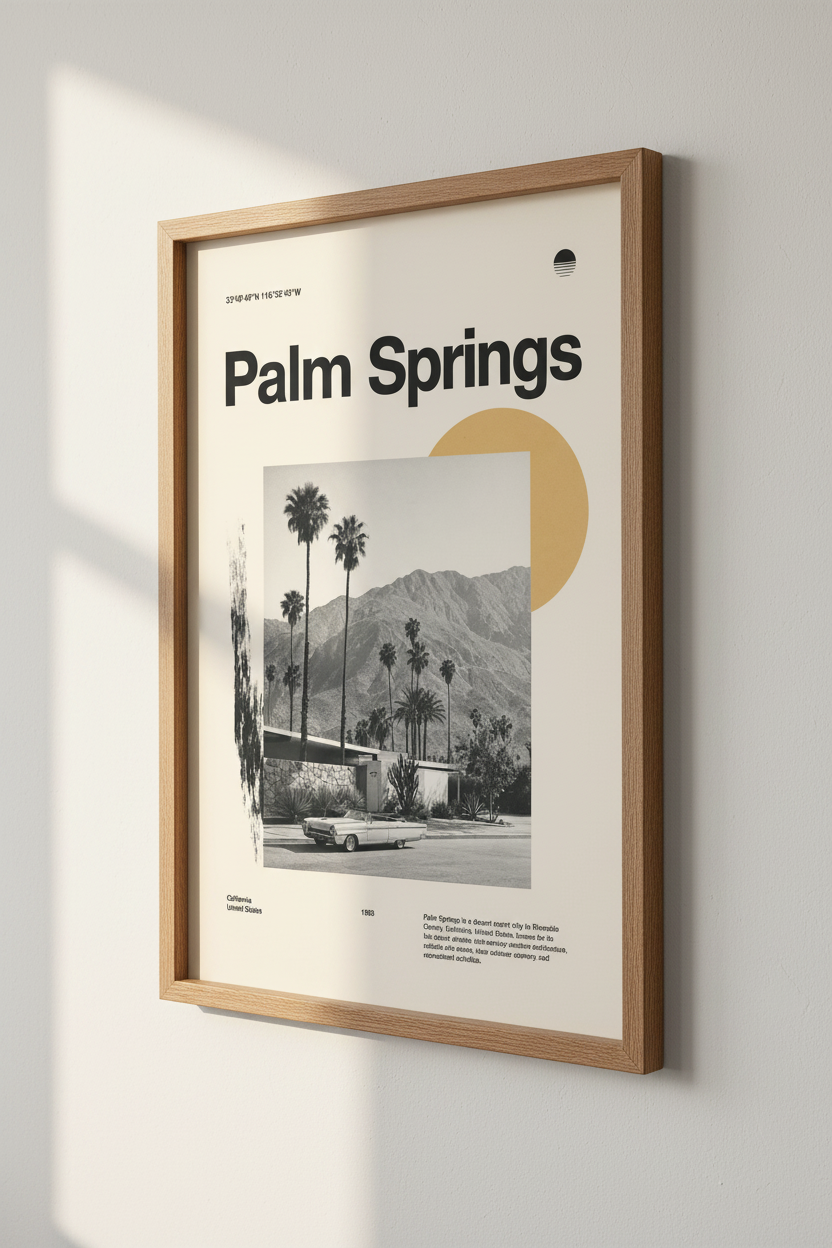 Palm Springs Wall Art Print | Mid-Century Modern Desert Decor | Retro Poster