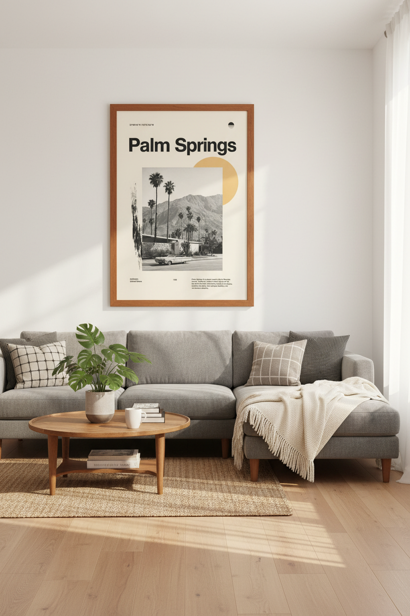 Palm Springs Wall Art Print | Mid-Century Modern Desert Decor | Retro Poster