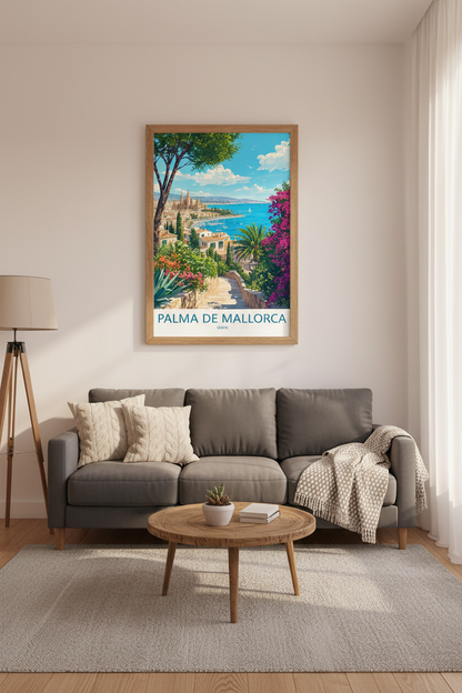Palma de Mallorca Spain Wall Art | Mediterranean Coastal Decor | Travel Poster