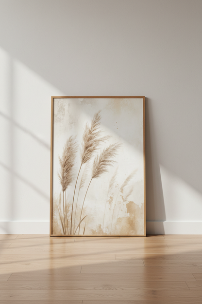 Pampas Grass Wall Art | Neutral Boho Botanical Print | Minimalist Decor