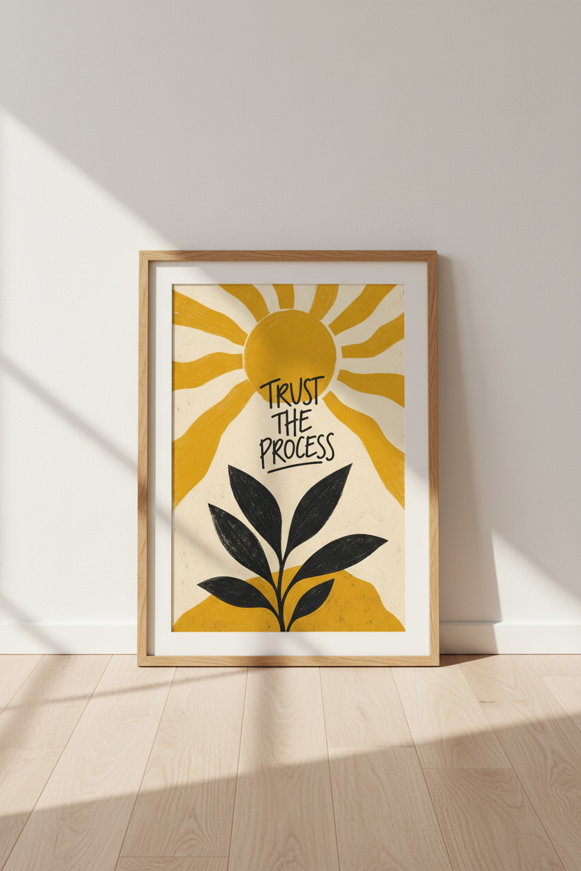 Trust The Process Wall Art | Boho Sun &amp; Botanical Print, Office Decor Poster