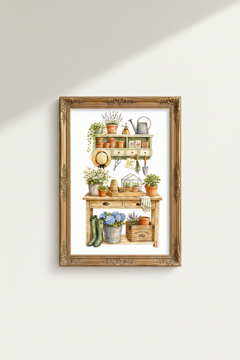 Botanical Wall Art Print | Watercolor Garden Decor | Cottage Aesthetic Poster