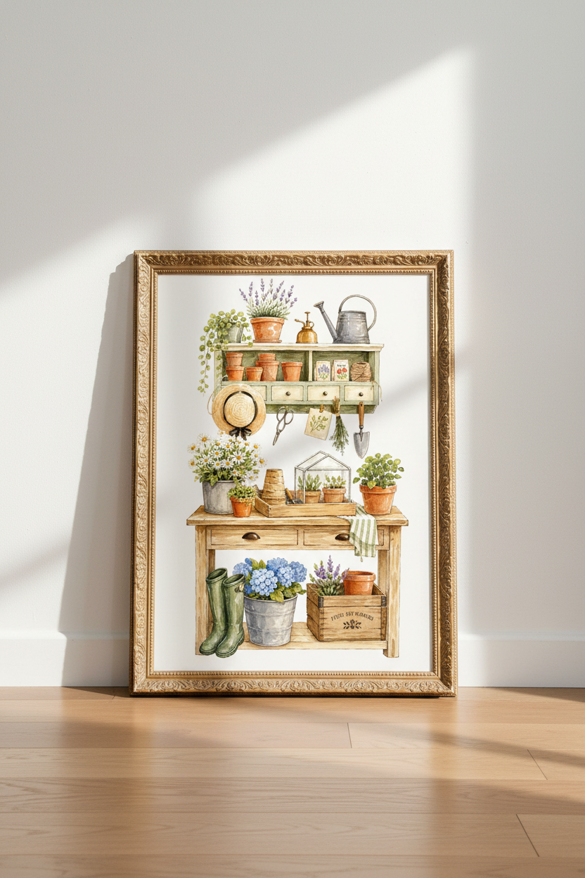 Botanical Wall Art Print | Watercolor Garden Decor | Cottage Aesthetic Poster