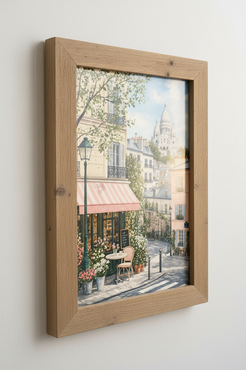 Paris Cafe Wall Art | Montmartre Sacre Coeur Print | French Pastel Decor