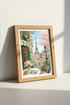 Paris Cafe Eiffel Tower Wall Art | Pastel Floral French Decor | Romantic Poster