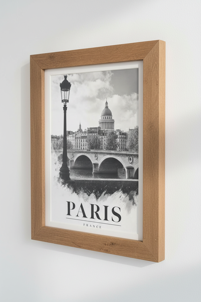 Paris France Wall Art Print | Black and White Travel Poster | Minimalist Room Decor