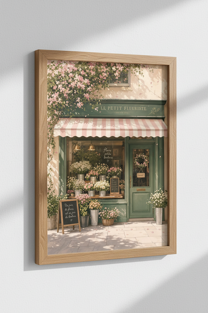 French Flower Shop Wall Art | Paris Storefront Print | Cottagecore Poster