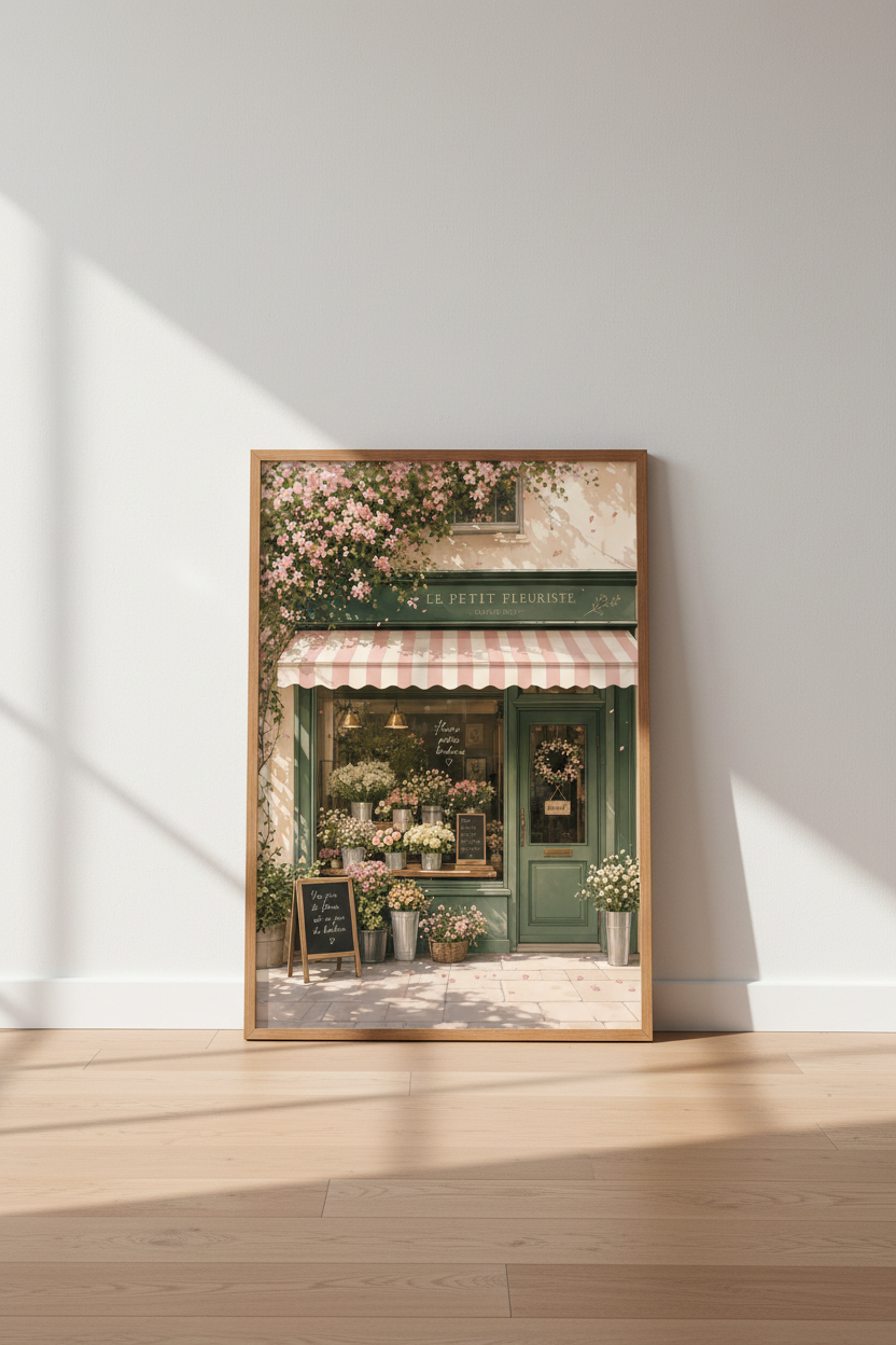 French Flower Shop Wall Art | Paris Storefront Print | Cottagecore Poster