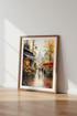 Paris Montmartre Street Watercolor | French Cityscape Art, Living Room Poster