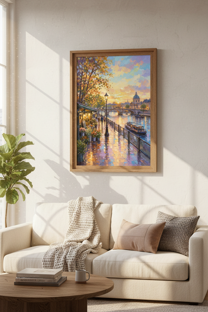 Paris Cityscape Impressionist Wall Art Print | Living Room Decor | Sunset Poster