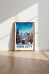 Park City Utah Ski Travel Poster | Winter Mountain Wall Art, Modern Cabin Decor