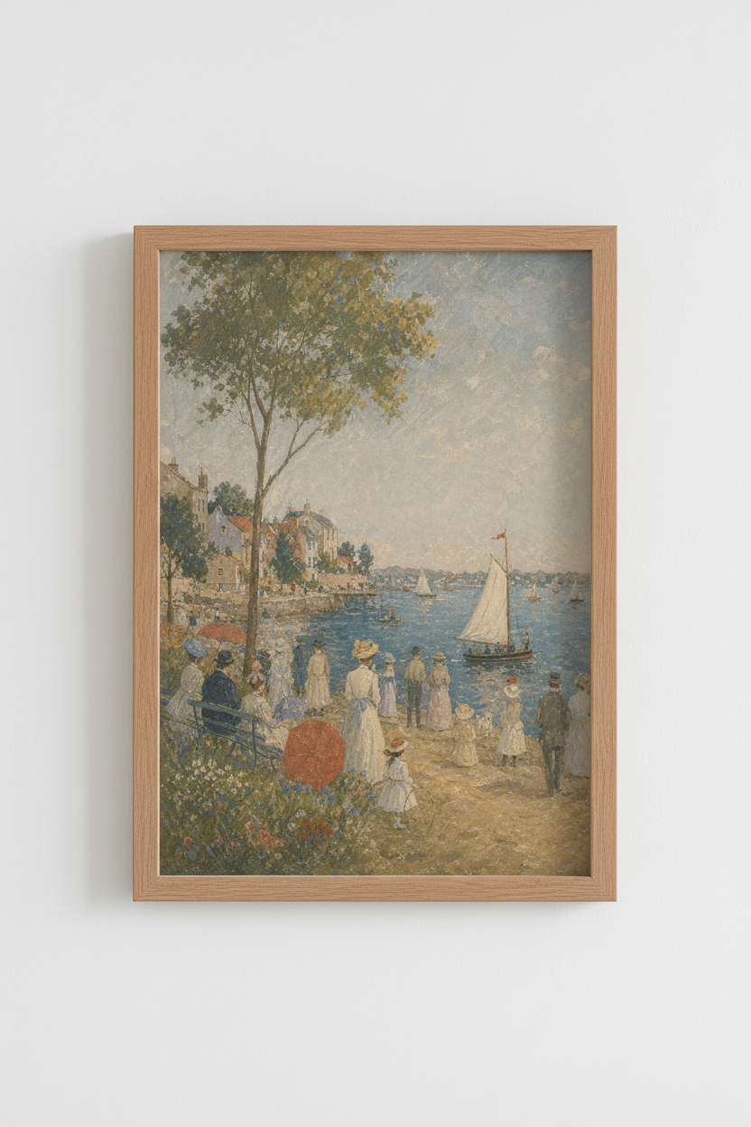 Seaside impressionism Wall Art Print | Living Room Decor | Pastel Coastal Poster