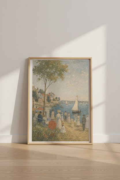Seaside impressionism Wall Art Print | Living Room Decor | Pastel Coastal Poster