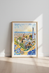Barcelona Park Guell Watercolor | Spain Travel Poster, Mediterranean Decor