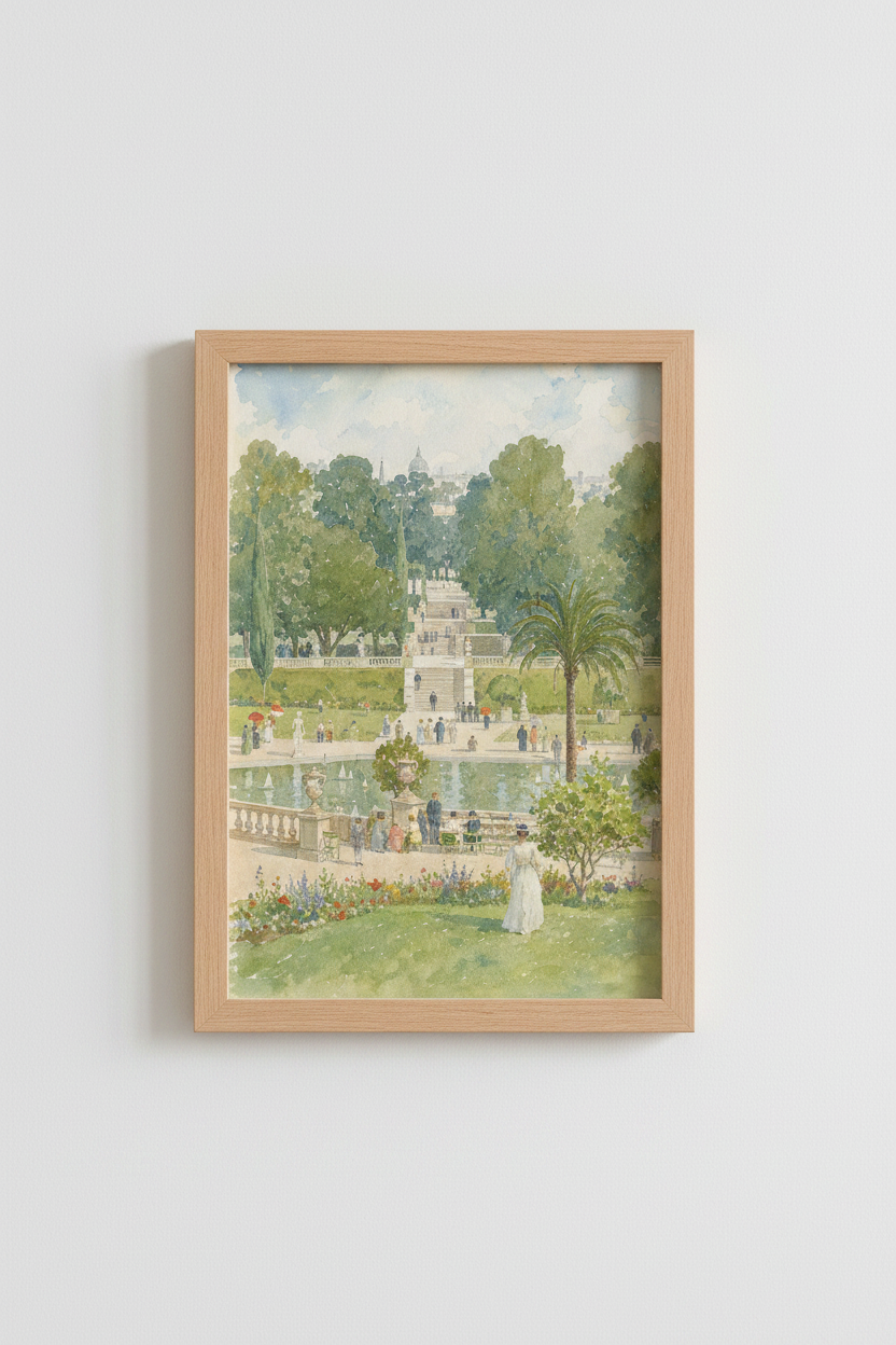 Watercolor Garden Print | Soft Pastels, Living Room Decor