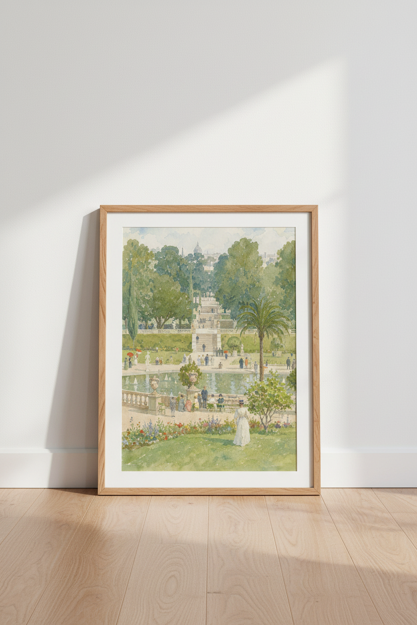Watercolor Garden Print | Soft Pastels, Living Room Decor