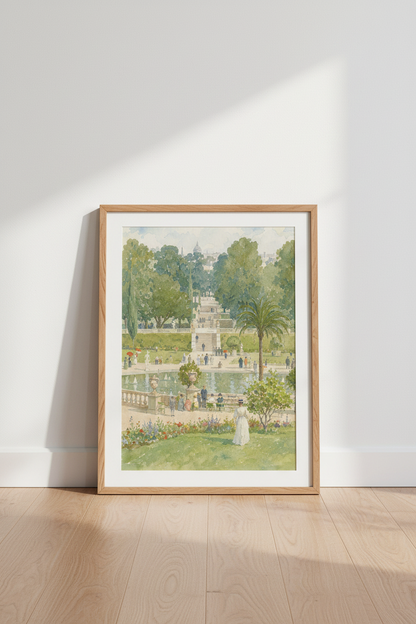 Watercolor Garden Print | Soft Pastels, Living Room Decor